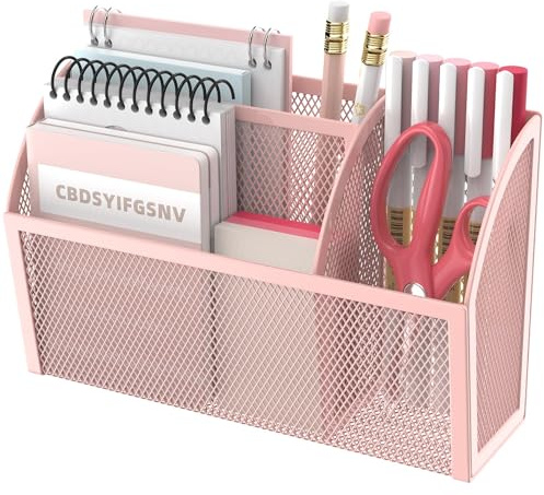 SUPEASY Porte-plume magnétique, étagère magnétique pour tableau noir, porte-plume en maille 3 treillis pour réfrigérateur, organisateur magnétique, accessoire pour boîte fermée, rose