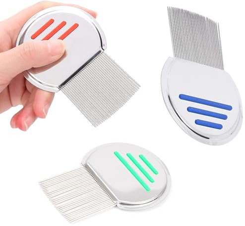 3-Pack Stainless Steel Lice Combs – Effective Nit and Lice Removal, Professional-Grade Lice Treatment for Adults and Kids