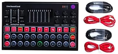 Mesa Mezclas DJ, Tarjeta de sonido M9 Tarjeta de sonido en vivo con luces de colores Compatible con multiplataforma