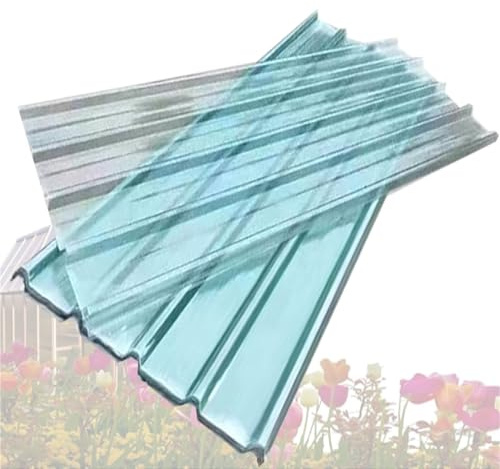 Corrugated Transparent Panel High Light Transmittance, Glass Fiber Flat Transparent Roof Sheet, Multiwall Clear Roofing Panel for Storage Room/Interior Skylight(14 pcs,L W 4.3 x 3ft)