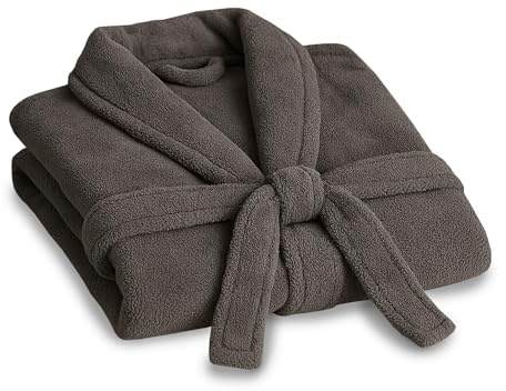 Bestlivings Peignoir (4XL - 6XL) avec col châle et poches, doux, moelleux et absorbant, pour sauna et spa, également pour grandes tailles, robe de chambre, gris, 6XL grande taille