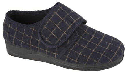 footloose.shoes Diabetic Orthopedic Men's Easy Close Wide-Fitting Touch Close Bar-strap Shoe Slippers Sizes 6-14 (Check Extra Wide, 10 UK, UK Footwear Size System, Adult, Men, Numeric, X-Wide, 10)