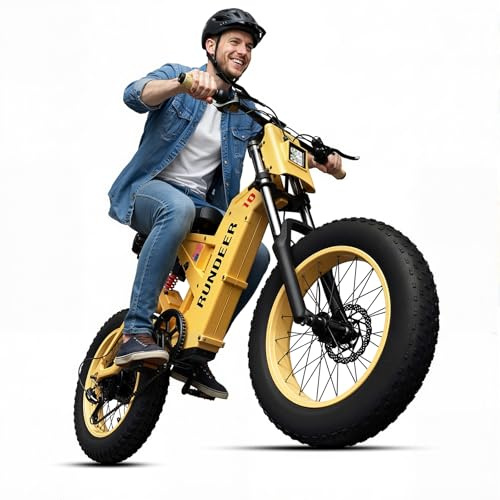 RUNDEER Electric Bike for Adults,20 Fat Tire Electric Dirt Bike,100-50 Miles Electric Motorcycle Ebikes,6000/4000/3000W Peak Motor E-Bikes,Full Suspension,3-Year Support (3000W+48V20Ah)