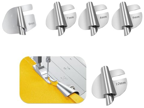 Ceeyoll 5 Pezzi Piedino per Orlo Arrotolato,Piedino per Orlo Arrotolato Macchina da Cucire, Piedino Macchina da Cucire Kit,Cuciture Magnetiche per Macchine Da Cucire Domestiche.