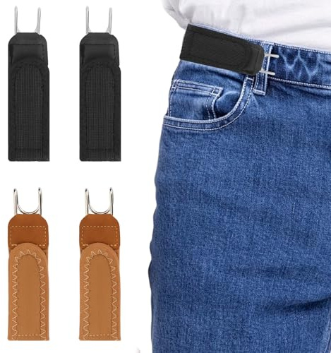 XAVURO 2 Piezas Cinturón sin Hebilla, Cinturón Invisible Hombre Ajustable, Cinturón Hombre Elástico y Mujer, Cinturón Velcro Alternativa, Cinturón Táctico para Trabajo