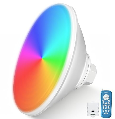 OSREE 30W Fari LED PAR56 Piscine, Lampada Piscina RGB Multicolore Dimmerabile 1200lm, Timer 2/4/6H, Luce Piscinas IP68 Impermeabile Riempito di Resina per Piscinas in Cemento, 12V AC