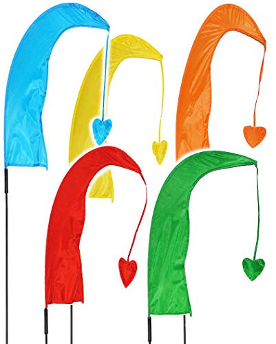 alles-meine.de GmbH 3 Stück XL - 1,5 m - Windfahnen/Balifahnen - bunter Farbmix - mit Fahnenstange - UV-beständig & wetterfest - Windrichtungsanzeige - aus Nylon/Flagge..