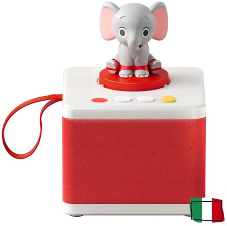 FABA Raccontastorie, Cantastorie per bambini con contenuti audio da 0 a 10 anni, Cassa audio con Personaggio Sonoro Ele l’elefante, Gioco educativo musicale, Versione italiana
