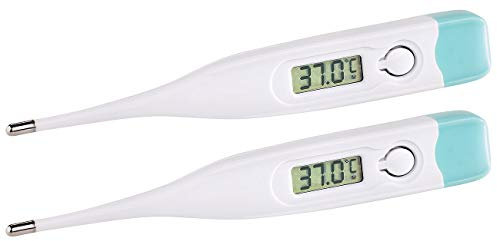 PEARL rektal Fieber messen: 2er-Set Medizinisches Fieberthermometer mit Fieberalarm, wasserdicht (Fiebermessen rektal Erwachsene, Fieber messen Erwachsene, Elektronisches)