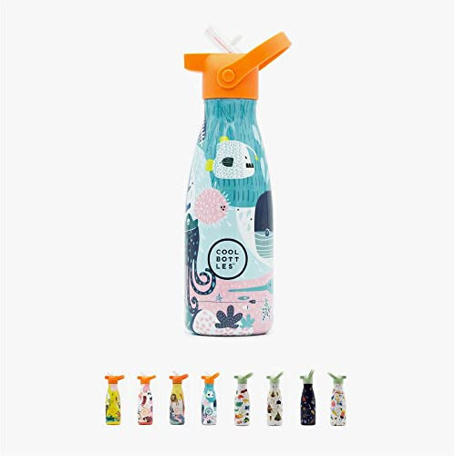 Cool Bottles - Trinkflasche aus Edelstahl - 260 ml - Sea World - Trinkflasche Kinder - 19,5 x 6,5 cm - Kaltgetränke 24 Stunden und Heißgetränke 12 Stunden-BPA-Freie Flasche - Doppelwand