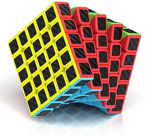 ROXENDA Zauberwürfel Kohlefaser Speed Würfel Super-haltbarer Aufkleber mit Lebhaften Farben (5x5x5)