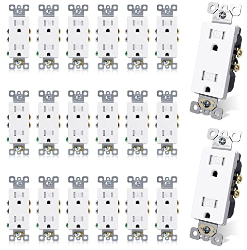 ELEGRP 15 Amp Tamper Resistant White Electrical Wall Outlet, 125V, UL Listed, 20 Pack