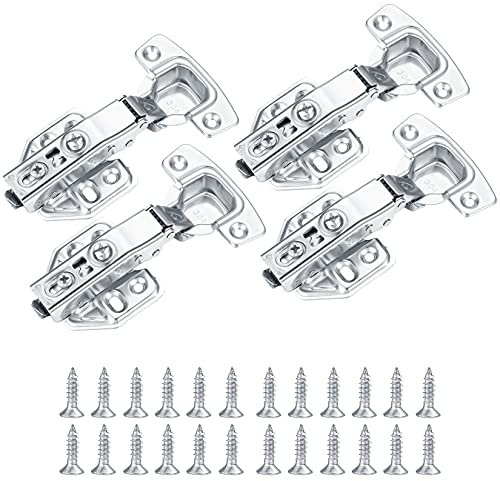 4 Piezas Bisagras de Puerta de Armario de Mueble, Bisagras de Muebles, Bisagras de Puerta de Cocina, Bisagras de Resorte Plegables con Tornillos, Bisagra Invisible de Acero Inoxidable
