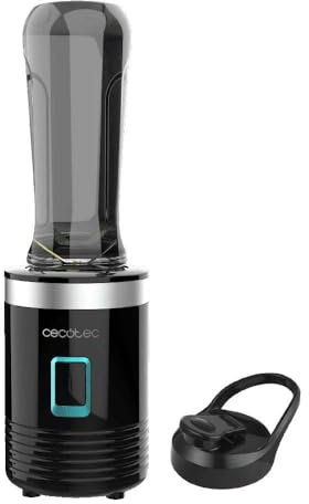 Cecotec Mixeur Portable Individuel Power Titanium 300. 350W, Pile la Glace, Lames à 4 Branches avec Revêtement en Titane Noir, Pièces Adaptées au Lave-vaisselle, Fonctionne d'un Simple Coup, 600ml