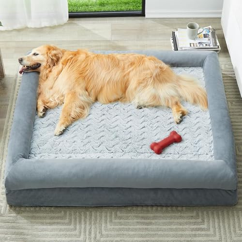WNPETHOME XXL Extra Large Dog Bed, Washable Dog Couch with Removable Waterproof Cover, Orthopedic Large Pet Sofa Bed with Bolster Sides for Sleeping