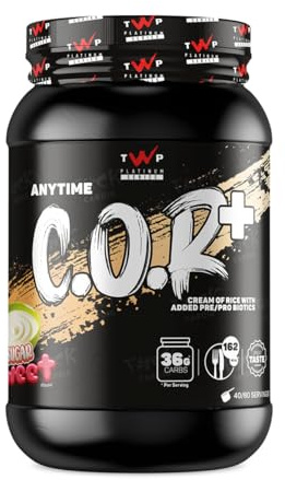 TWP Nutrition Platinum Series Cream of Rice Carb Powder Shake COR+, Pre & Probiotics for Digestion Support, Gluten, Wheat & Sugar Free, 1.8kg & 80 Servings 3 Great Flavours (Sugar Sweet)