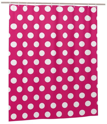 AAPIKA Duschvorhang mit großen weißen Punkten, 152 x 183 cm, wasserdichter Polyesterstoff, Badezimmervorhänge mit 12 Haken