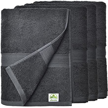 leevitex® Handtuch 4er Set aus 100% Baumwolle, weich und saugstark | 500 g/m² | 50 x 100 cm | Schwarz