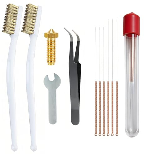 12 Pcs Kit de Nettoyage de Buse pour d'Imprimante 3D, 0.35/0.4mm Aiguilles, Brosse en Laiton de Nettoyage, Pince à Épiler, Buse Extrudeuse, pour Nettoyage Imprimante 3D