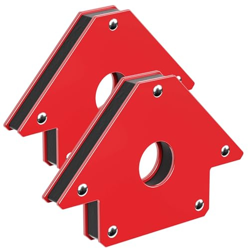 Wiltec Set de 2 escuadras magnéticas para soldar 32 kg de sujeción 190 x 120 x 26 mm imán de soldadura en ángulos de 45°, 90° y 135° ligeras y compactas