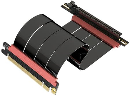 LINKUP - AVA5 PCIE 5.0 Riser-Kabel | RTX5090 RX9070 GPU Bereit | x16 128GB/s Geschwindigkeit | PCIe 4.0 & WRX80/WRX90E Kompatibel | Rechter Winkel, Schwarz 20cm (Gesamtlänge 24cm)
