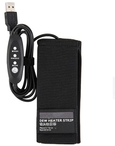 USB objektivvärmare mot dimma - anti-dimma värmeremsa med 3 | värmeinställningar | anti-dimma för glas och avfuktningsdyna för digitalkameror, teleskop och sikt