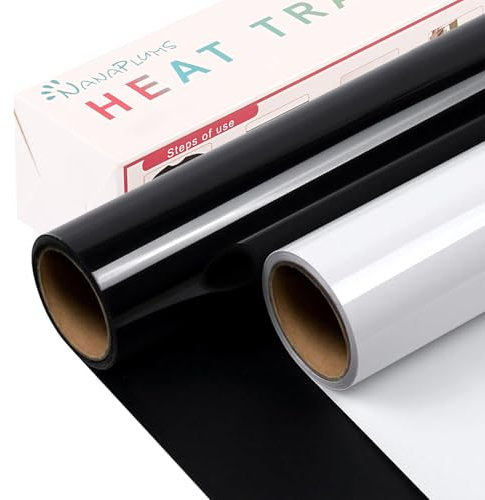 NANAPLUMS Plotterfolie Textil, Flexfolie Plotter Textil, 1 Rolle Weiß und 1 Rolle Schwarz Bügelfolie für Textilien Transferfolie zum Aufbügeln für DIY T-Shirt, Weiß und Schwarz