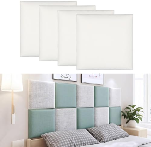Tokenhigh Anti-Collision Wall Padding, 30x30cm Padded Wall Panels, Self Adhesive Headboard Panel, 3D Walls Cushion Protection, Shockproof Peel and Stick Wall Sticker for Bedroom Playroom (White)