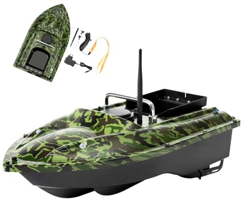500m Ferngesteuert Futterboot | Automatisches Köderboot Angelköderboot | Nachtangeln Köderboot mit LED-Navigator-Licht & Fernsteuerung, Ladegerät | Drahtlose Fischköder Boot Ladegewicht: 1.5kg