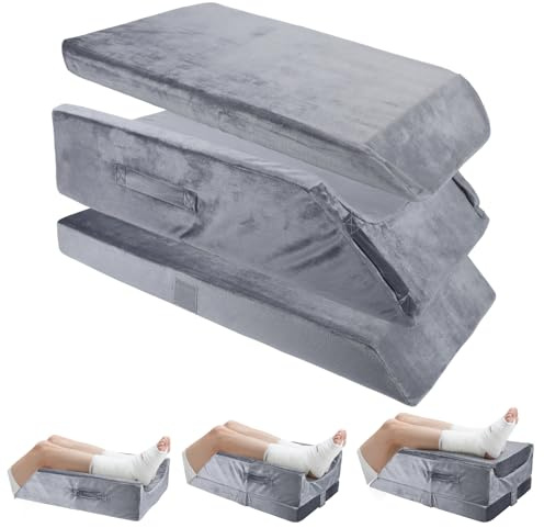 Cuscino per le gambe regolabile con 3 impostazioni di altezza, cuscino ergonomico in memory foam per il recupero post-operatorio e il sonno, Migliora la Circolazione, Riduce Gonfiori e Varici
