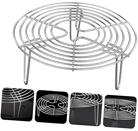 Healifty Rejilla Redonda de Vapor de Acero Inoxidable 304, 16x7 Cm, Multifunción Resistente al Calor, para Cocina y Olla Arrocera, Soporte Elevador para Hornear y Enfriar Alimentos,