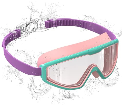 Seaflar Gafas de Natación Niño de 3-14 Años Antivaho UV, Visión 180° | Ajuste 1-Clic & Sello de Silicona, Ajuste 3D, Montura Grande - Unisex Gafas de Natación Niño