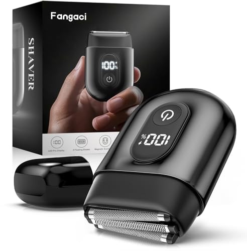 Fangaci Electric Foil Shavers for Men: Mini Electric Razor with Big LED Display & 3 Floating Blades - IPX7 Waterproof Wet Dry Face Razor, USB Type C Valentine's Day Gifts