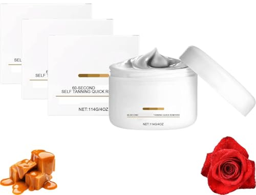 Rose and Caramel Tan Remover,60 Second Self Tan Remover & Exfoliating Eraser Body Scrub,Rose Caramel Frosted Cream,Anti-aging Dark Spots & Skin Treatment,Moisturizing Healthy Glowing Skin (3pc)