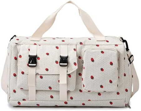 Geoyien Bolsa Deporte Mujer, Gym Bag, Bolsa de Viaje, Mochila Gimnasio Mujer, con Saco Húmedo y Almacén de Zapatos, Múltiples Bolsillos, para Yoga, Fitness, Viajes, Natación (Beige)