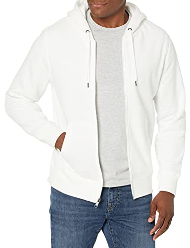Amazon Essentials Sweat à Capuche en Polaire avec Fermeture Éclair intégrale (Grandes Tailles Disponibles) Homme, Blanc Vif, M