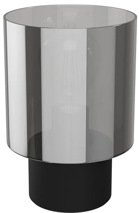 EGLO bordslampa Gorosiba, nattlampa med rökfärgat glas | metall och glas i svart, E27 sockel, 22 cm, för vardagsrum