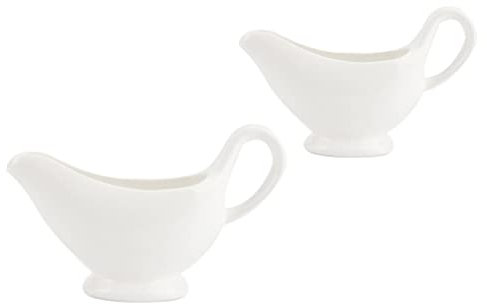 2 Pièces Saucière Pichet De Crème à Lait Verseur De Sauce Mini Bol à Trempette Soja Mini Pichet à Sauce Cuillères à Salade Blanche Forme De Plat Céramique La Mousse De Lait