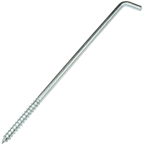Aerzetix - C58033 - uppsättning med 5 L-formade skruvkrokar Ø8 x 200 mm - krok med självgängande skruv - galvaniserat stål - silver