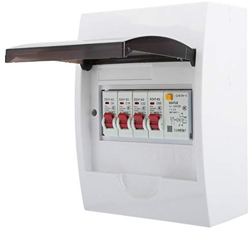 DEWIN Consumer Unit, Miniature Circuit Breakers 3 Way Fuse Box for 63A 30mA RCD+3MCB(6A+16A+32A) Power Supply Consumer Unit 230/400V for Garages Caravans Workshops