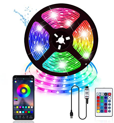 Striscia LED 5metri led tv strisce led luci led camera da letto,led rgb 5050 USB Colorati Dimmerabile con Controller Bluetooth Musica Sincronizza la Adatto per Interni, Camera da Letto, Decorazioni