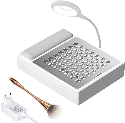 FREEUP Aspirateur professionnel pour ongles avec filtre et lampe - Aspiration silencieuse - Pour salon de manucure et maison - Blanc