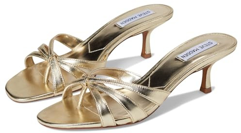 Steve Madden Women's Cary Heeled Sandal, Gold Leath, 9 UK