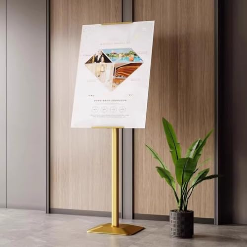 HEFJIAYCIQ Affischställ för display, Justerbart golvaffischställ för utomhusbruk, för kontor/butik/skola/kyrka/offentlig skyltning Displayställ,Gold,58~104cm/23~41in