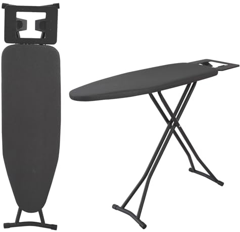 Adjustable Height Ironing Boards with Iron Rest,4 Non-Slip Rubber Feet Legs Ironing Board for Home,Black,91 * 31cm