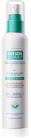 Spray per il Corpo per l'Acne, Rimozione Efficace dei Brufoli per Corpo e Schiena, Prevenzione di Nuove Imperfezioni, Calma Arrossamenti e Irritazioni, Controlla l'Eccesso di Sebo
