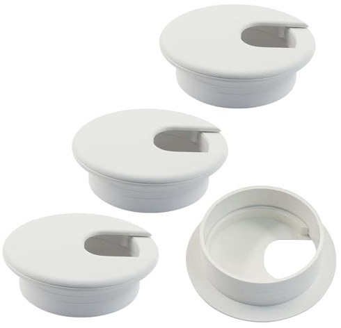 Piutouyar 4 Pcs 2 Inch White Desk Grommet, Plastic Cable Hole Cover Desk Wire Cord Organizer for Office Equipment, Computer Table