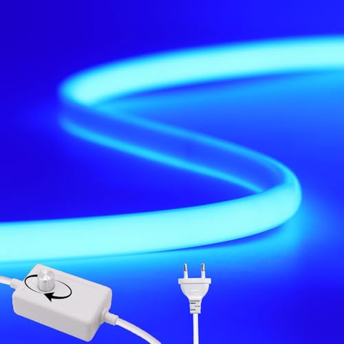 Wisada Tira LED COB regulable [6M, Azul], AC220-240V, recortable, flexible impermeable IP65, tira de neón FCOB LED CRI90+, para dormitorio, cocina, hogar y decoración de tiendas