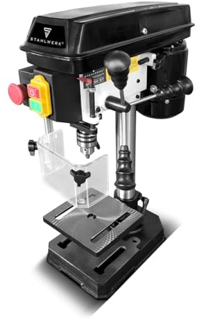 STAHLWERK Tischbohrmaschine 350 W – Bohrdurchmesser Ø 1,5-13 mm, 620-2.620 U/min, präzise Säulenbohrmaschine für Heimwerker, Metall- und Modellbau, robuster Bohrtisch, Metallfuß für stabilen Stand