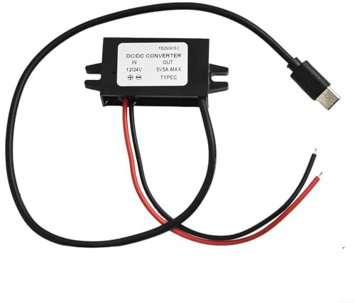 Dc 12V/24V to 5V 5A 25W Step-Down Converter USB-C Output, Waterproof Ip68 Dc-Dc Power Regulator for Phones, Tablets, Laptops, for Dash C